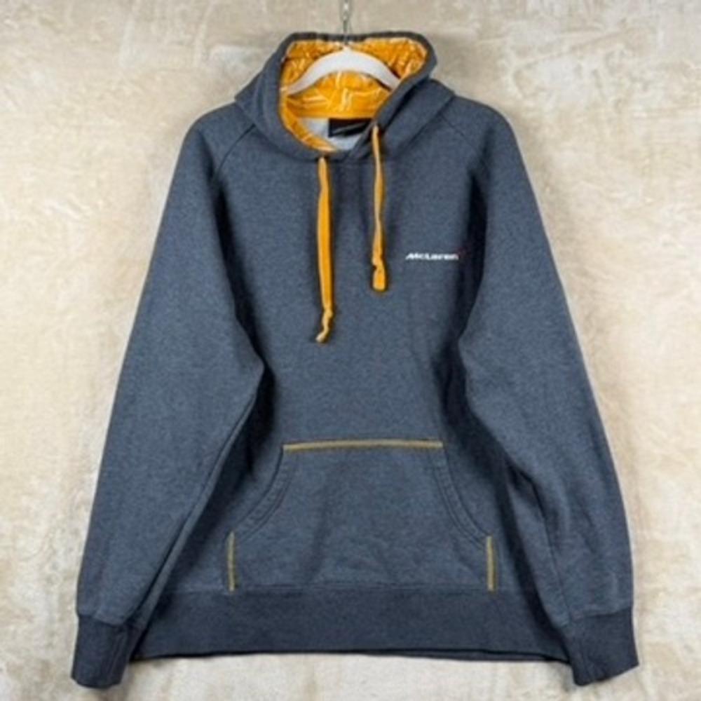 Official McLaren Automotive Hoodie Mens XXL Gray Orange Logo Pullover Sweatshirt